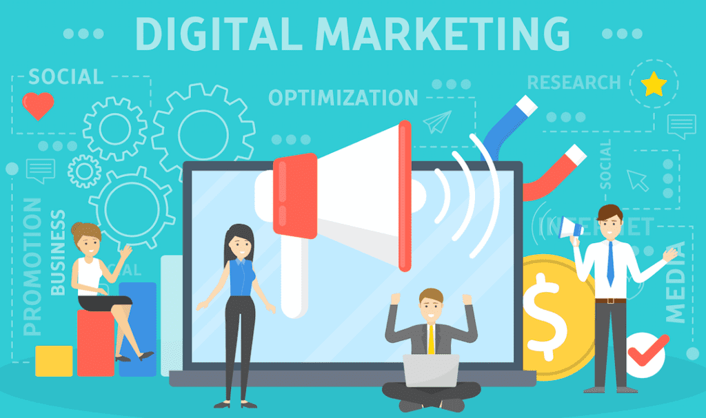 digital marketing cartoon image - Adam Group